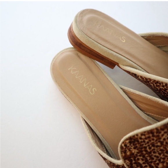 Kaanas Sardinia Mules Haircalf Leopard Print Slip On Loafers Size 9 - Picture 5 of 6